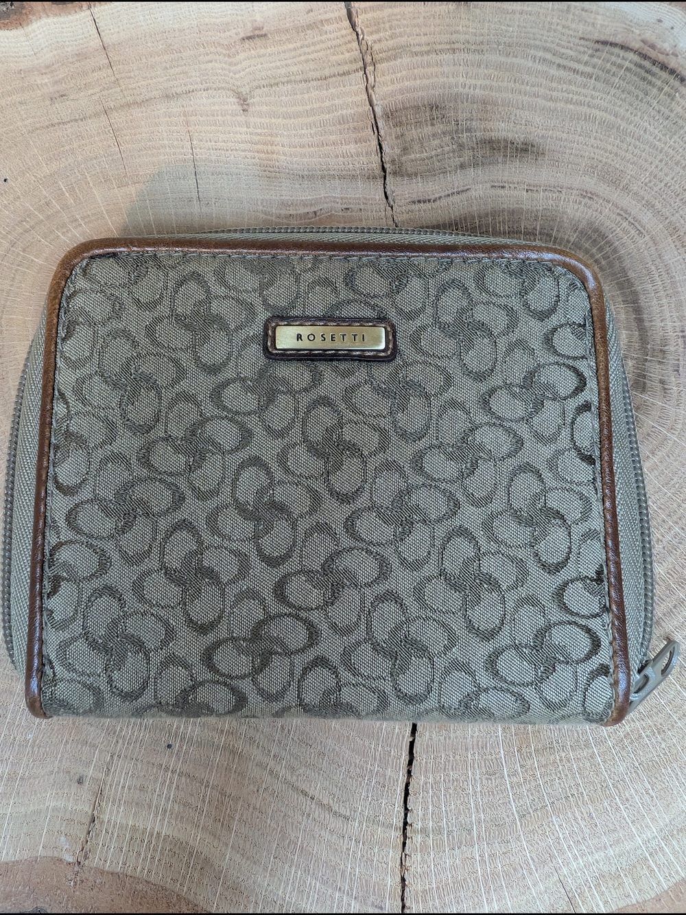 Rosetti Taupe and Brown Signature Zip Wallet